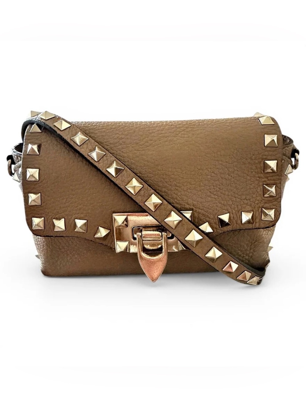 Valentino Garavani Taupe Rockstud mini Crossbody with